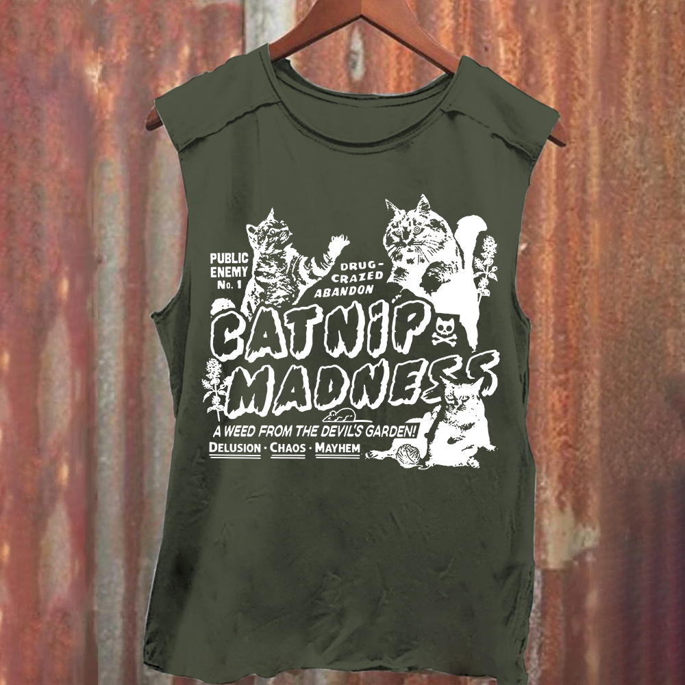Unisex Vintage Washed catnip madness Tank Top