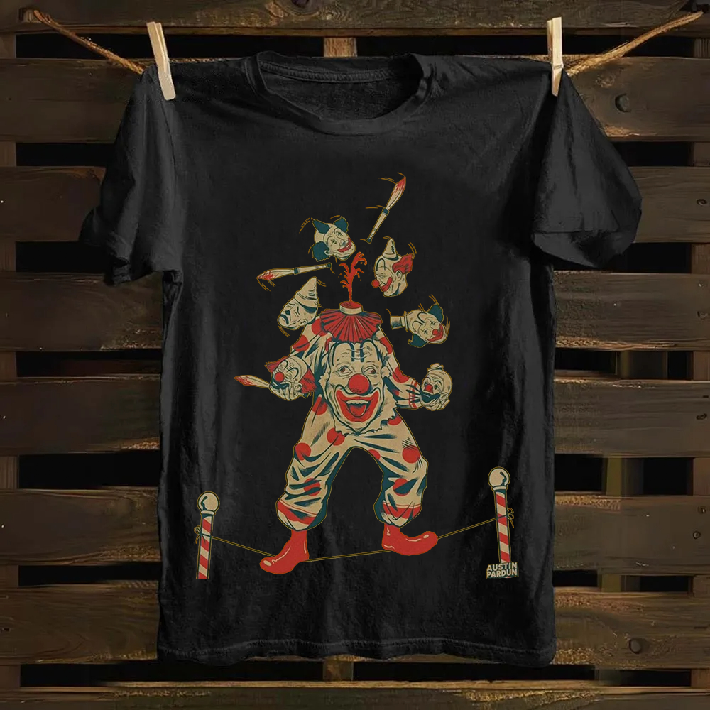 Halloween Clown Art Illustration Print Unisex Classic Cotton T-Shirt