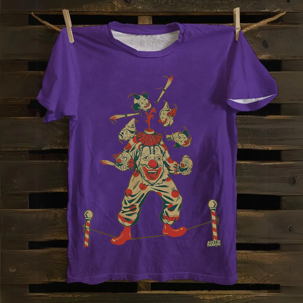 Halloween Clown Art Illustration Print Unisex Classic Cotton T-Shirt