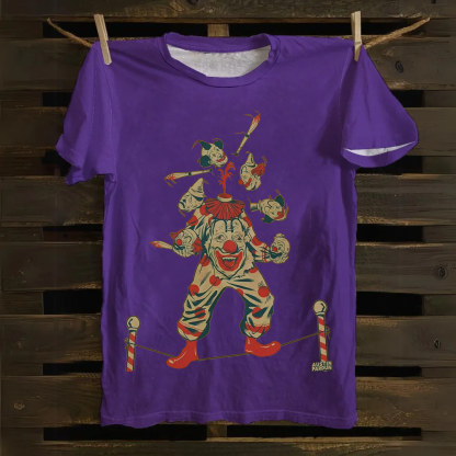 Halloween Clown Art Illustration Print Unisex Classic Cotton T-Shirt