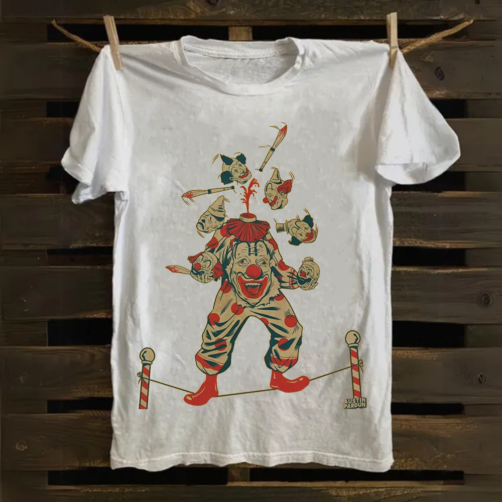 Halloween Clown Art Illustration Print Unisex Classic Cotton T-Shirt