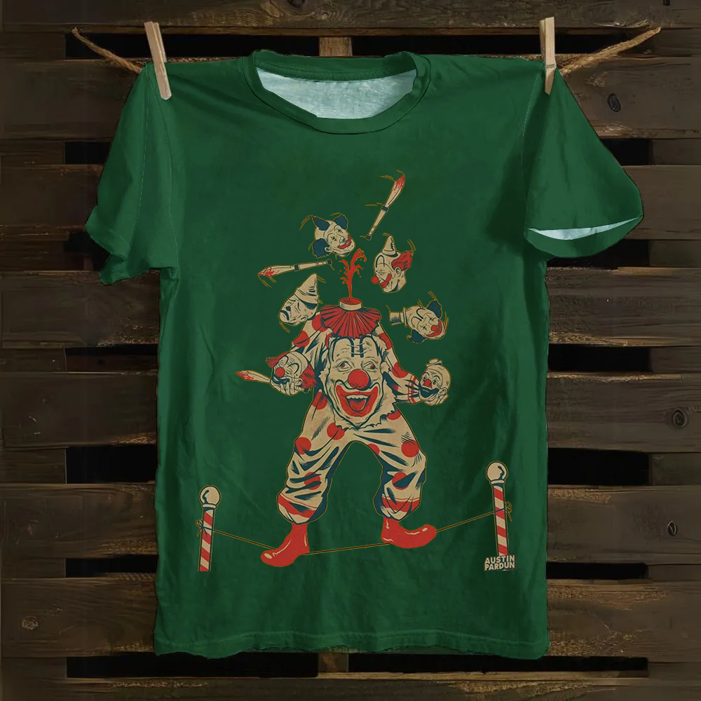 Halloween Clown Art Illustration Print Unisex Classic Cotton T-Shirt