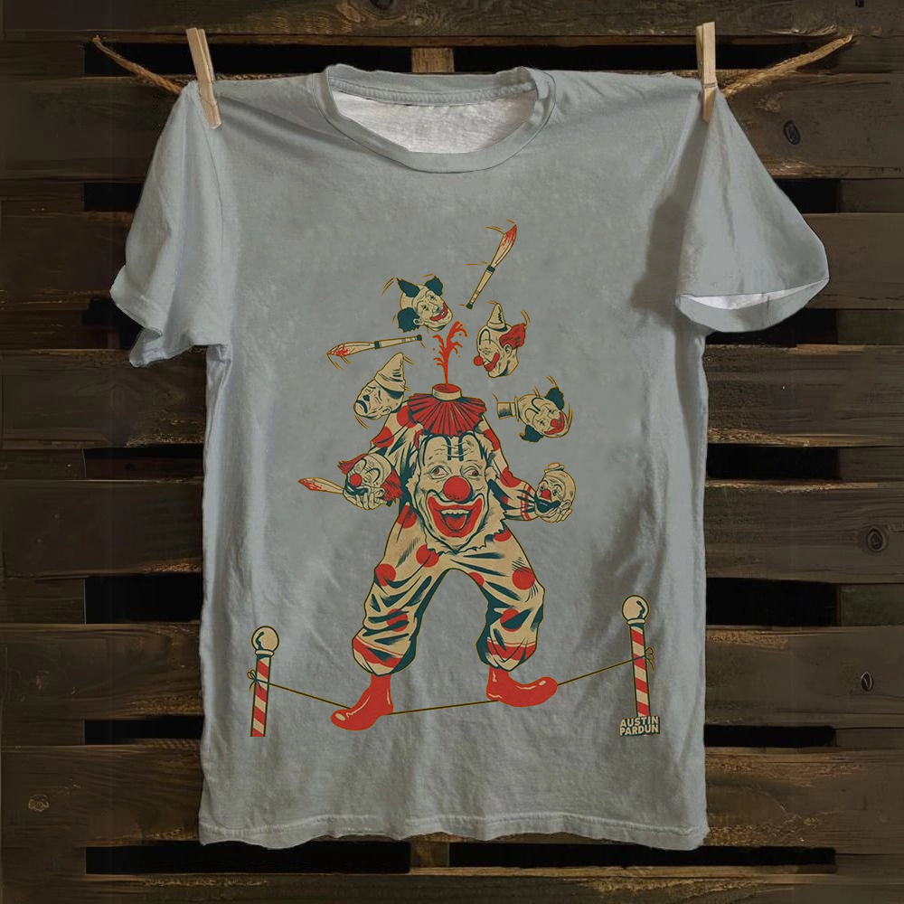 Halloween Clown Art Illustration Print Unisex Classic Cotton T-Shirt