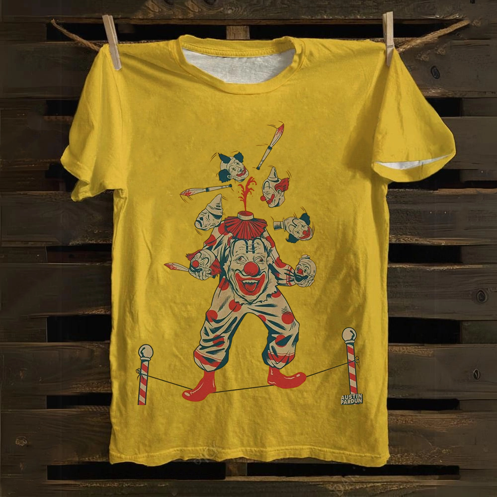Halloween Clown Art Illustration Print Unisex Classic Cotton T-Shirt