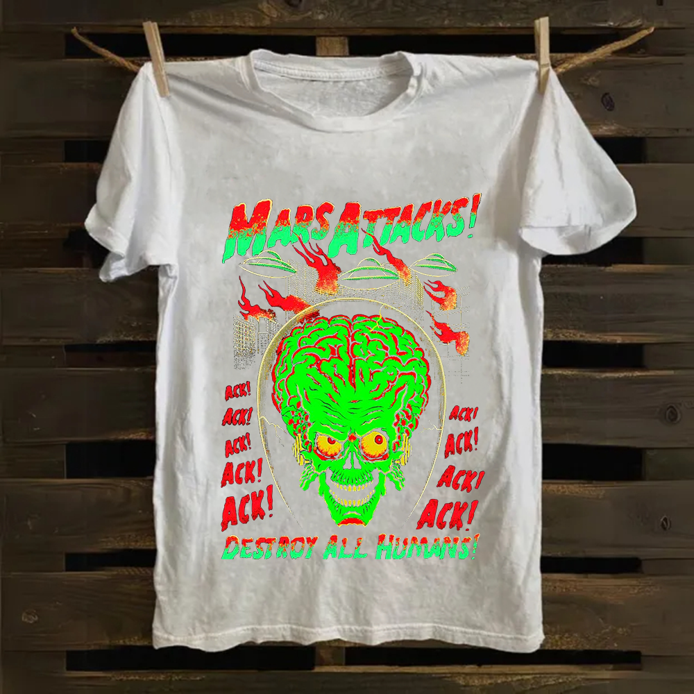 Unisex Vintage Washed Mars Attacks Cotton T-Shirt