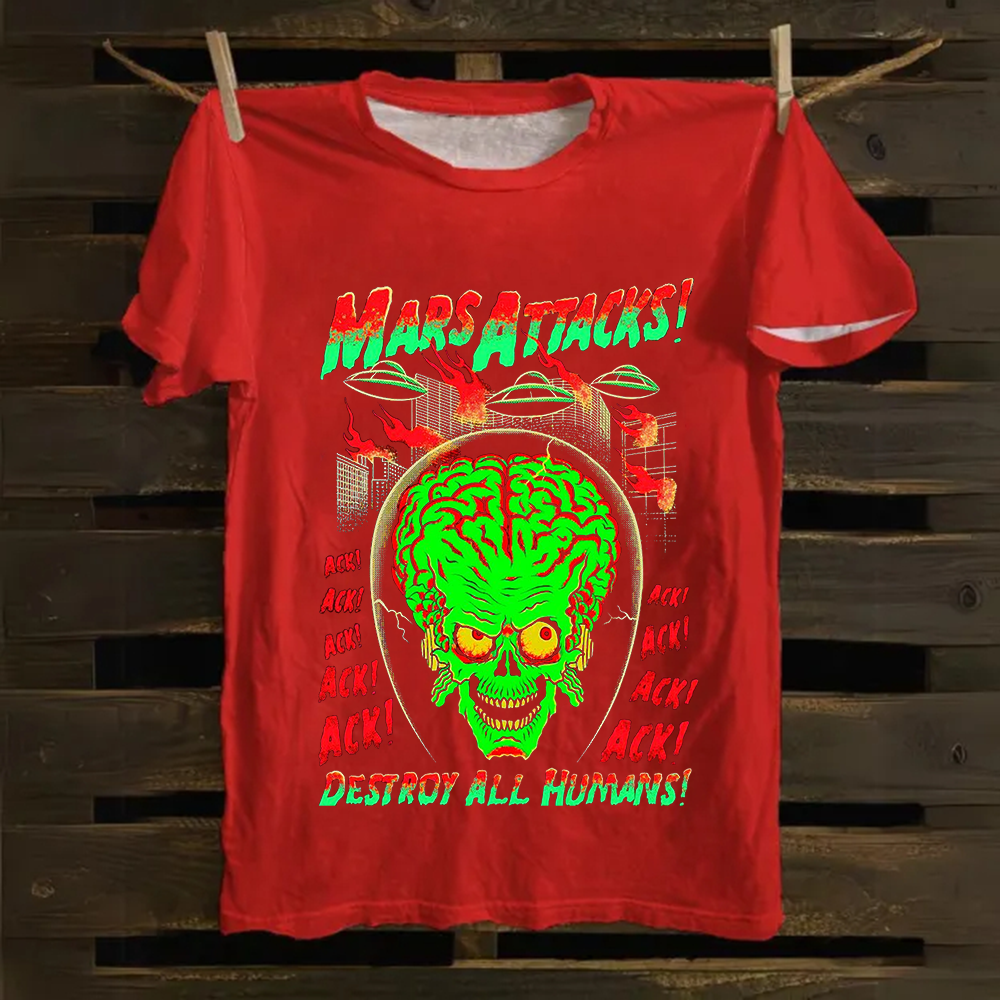Unisex Vintage Washed Mars Attacks Cotton T-Shirt