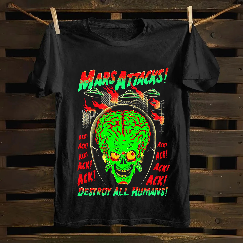 Unisex Vintage Washed Mars Attacks Cotton T-Shirt