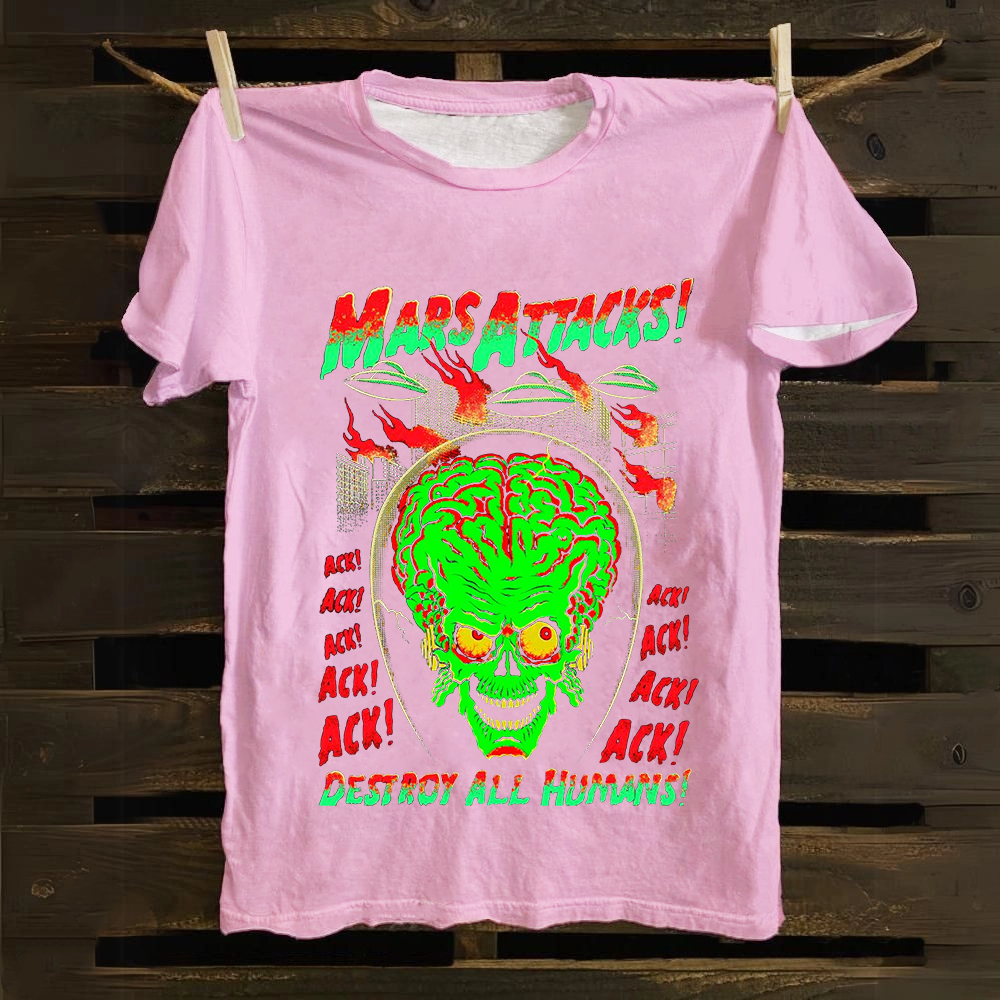 Unisex Vintage Washed Mars Attacks Cotton T-Shirt