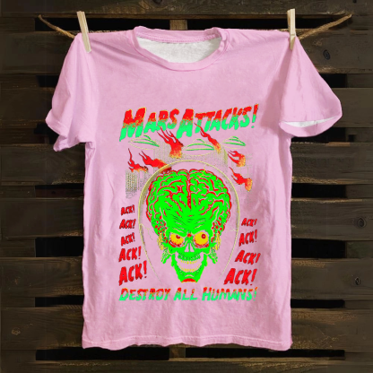 Unisex Vintage Washed Mars Attacks Cotton T-Shirt