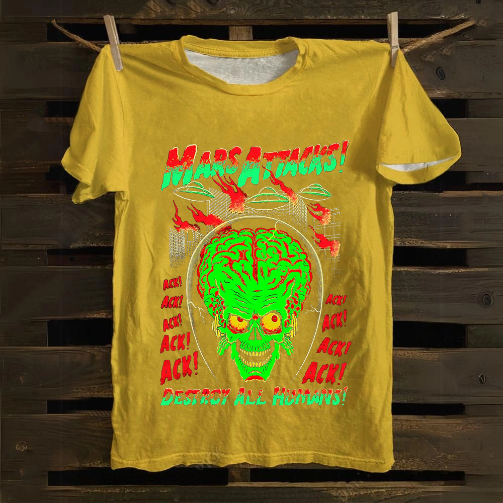 Unisex Vintage Washed Mars Attacks Cotton T-Shirt