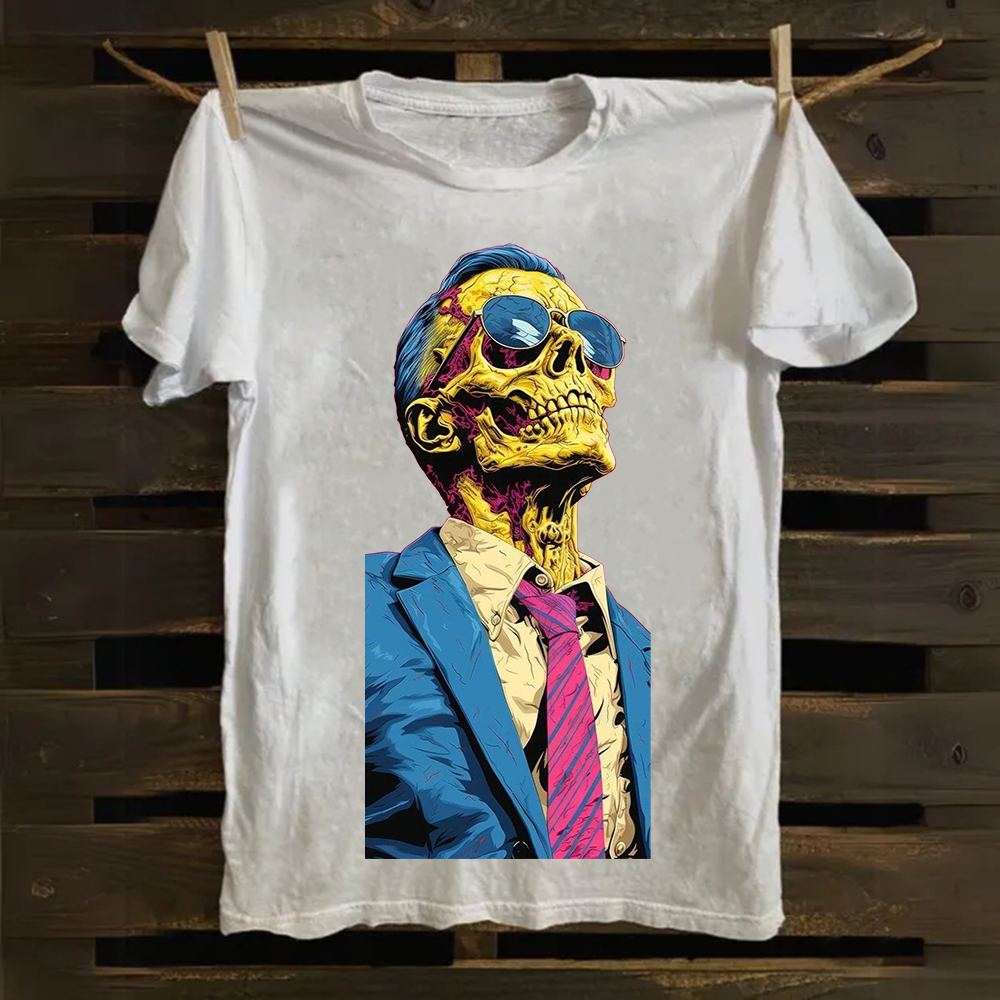 Unisex Fantasy Fashion Skull Art Illustration Printed Classic Cotton T-Shirt