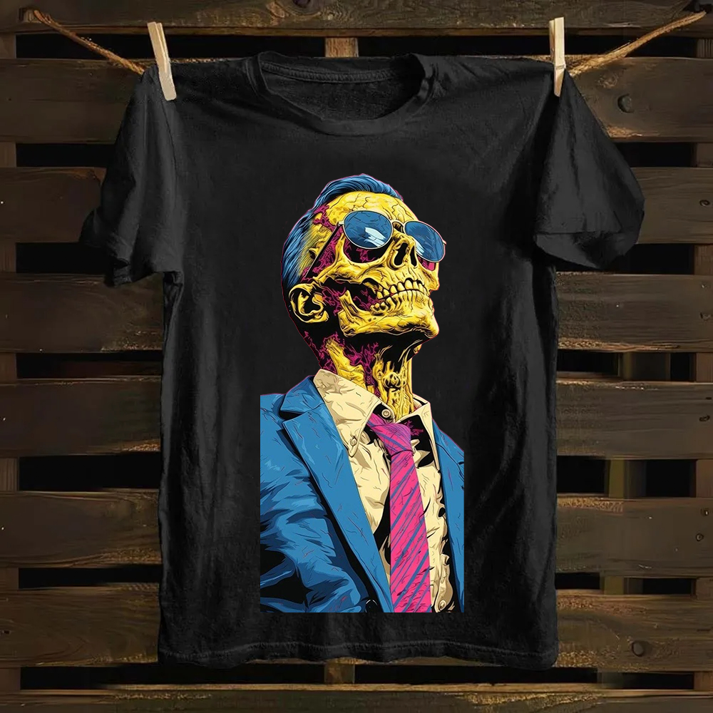 Unisex Fantasy Fashion Skull Art Illustration Printed Classic Cotton T-Shirt