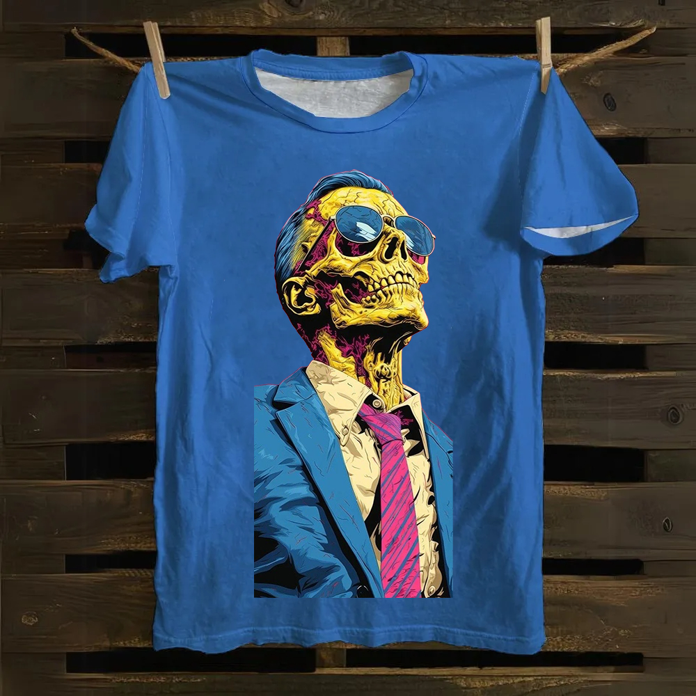 Unisex Fantasy Fashion Skull Art Illustration Printed Classic Cotton T-Shirt