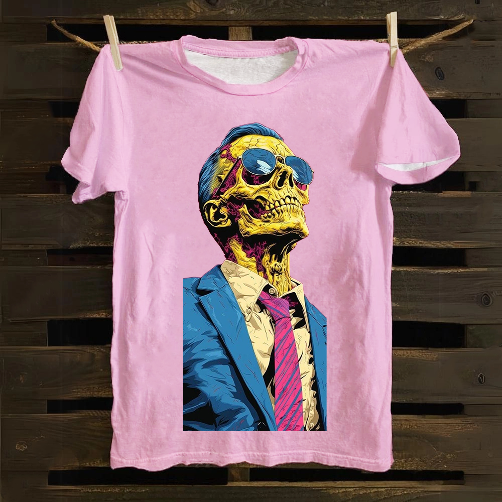 Unisex Fantasy Fashion Skull Art Illustration Printed Classic Cotton T-Shirt