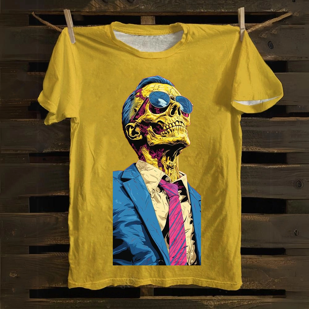 Unisex Fantasy Fashion Skull Art Illustration Printed Classic Cotton T-Shirt