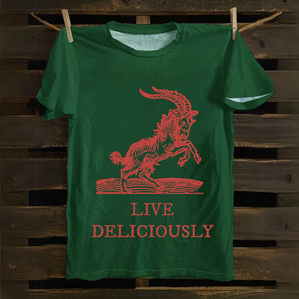 Unisex Vintage Cotton The Witch Live Deliciously  T-Shirt