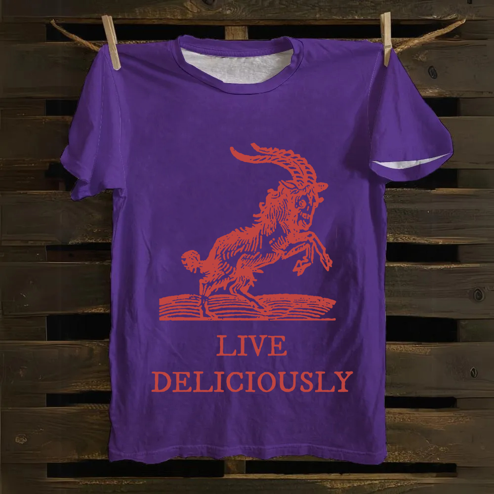 Unisex Vintage Cotton The Witch Live Deliciously  T-Shirt