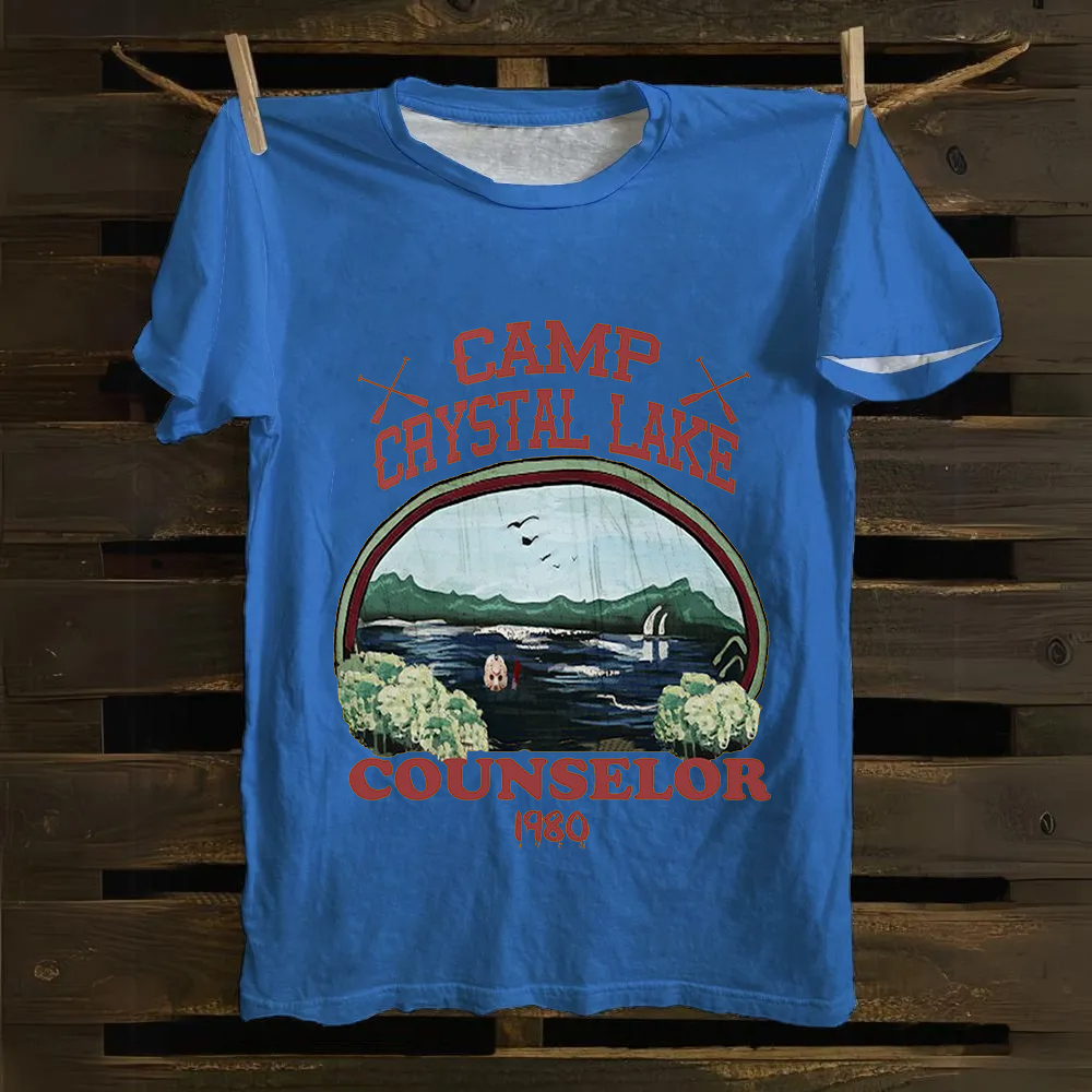 Unisex Camp Crystal Lake Print Crew Neck Casual Cotton T-Shirt