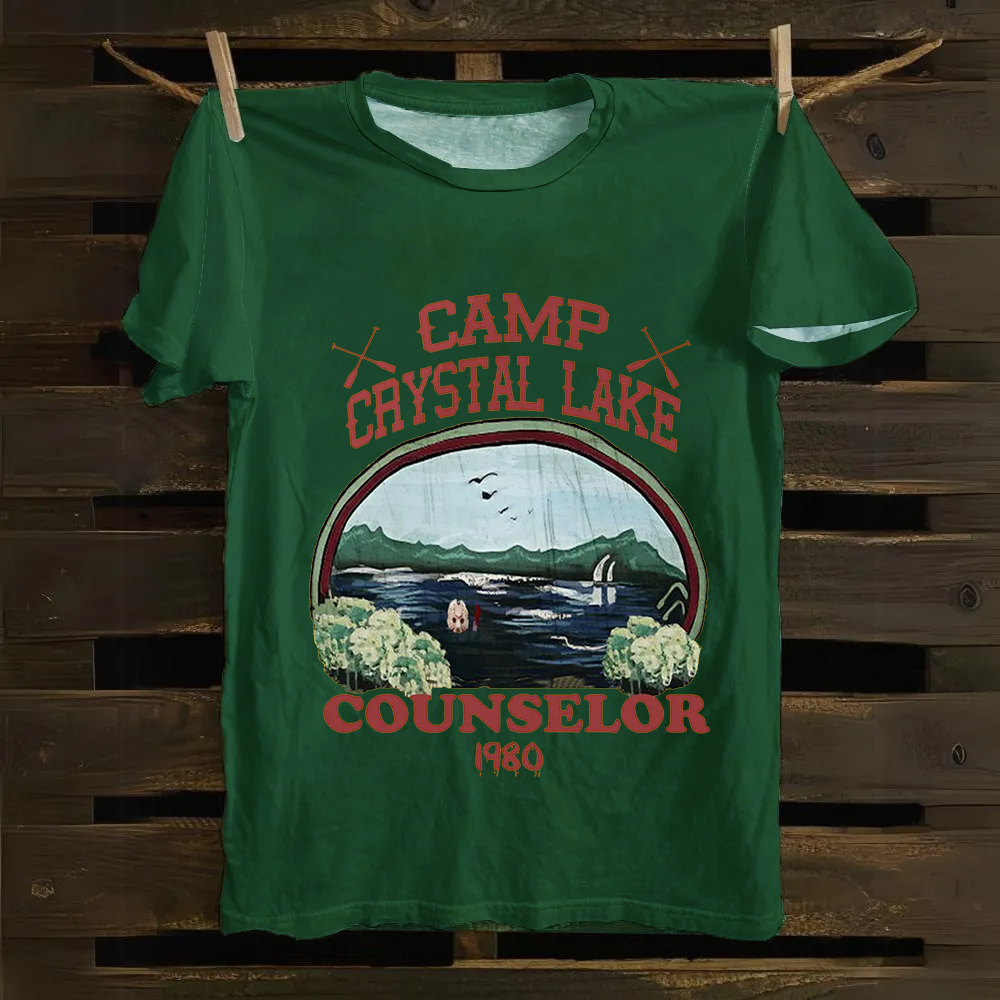 Unisex Camp Crystal Lake Print Crew Neck Casual Cotton T-Shirt