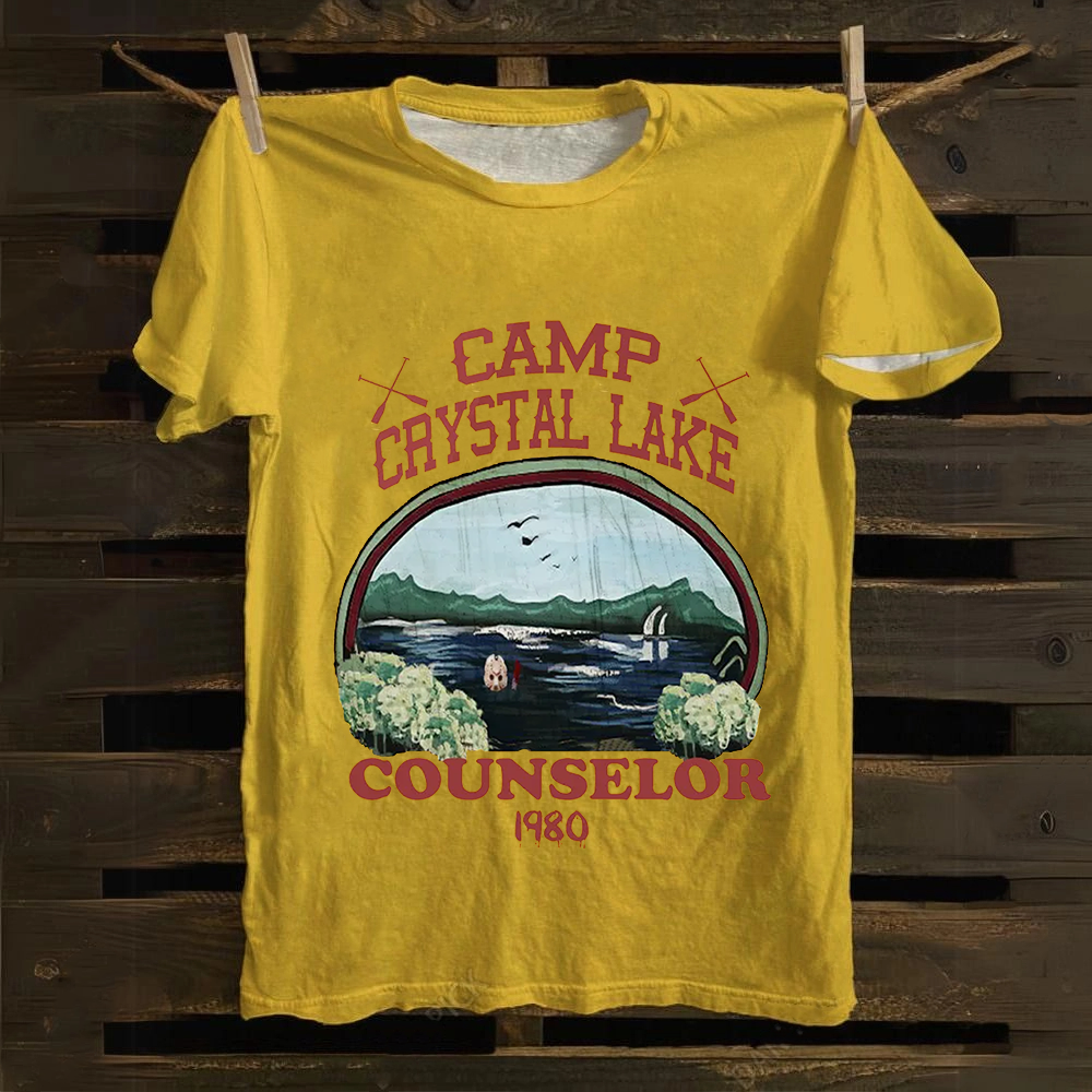 Unisex Camp Crystal Lake Print Crew Neck Casual Cotton T-Shirt