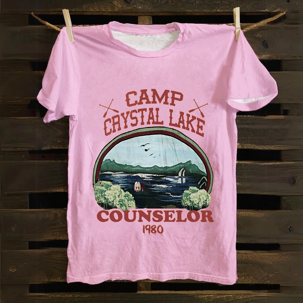 Unisex Camp Crystal Lake Print Crew Neck Casual Cotton T-Shirt