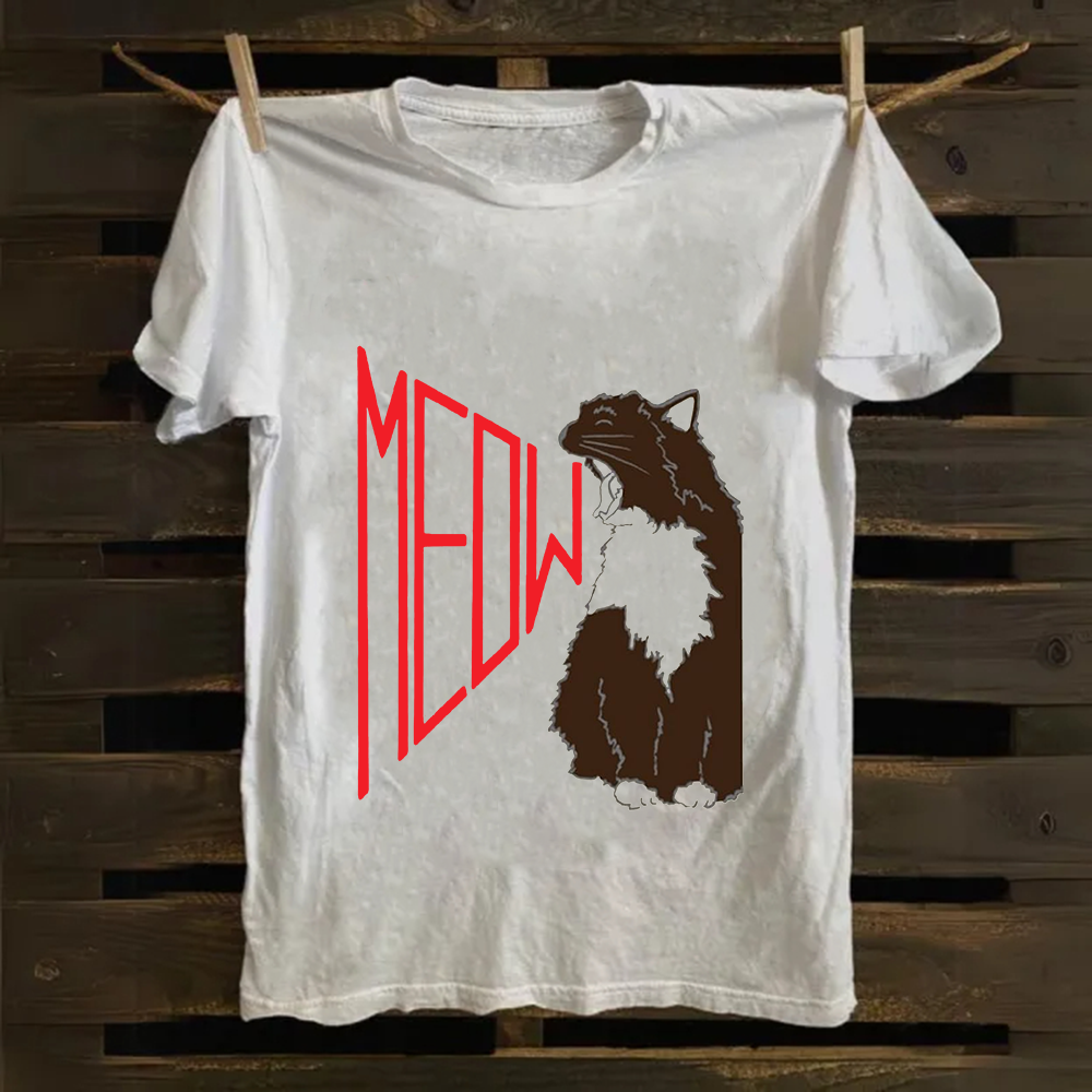 Meow Cat Print Casual  Cotton T-Shirt