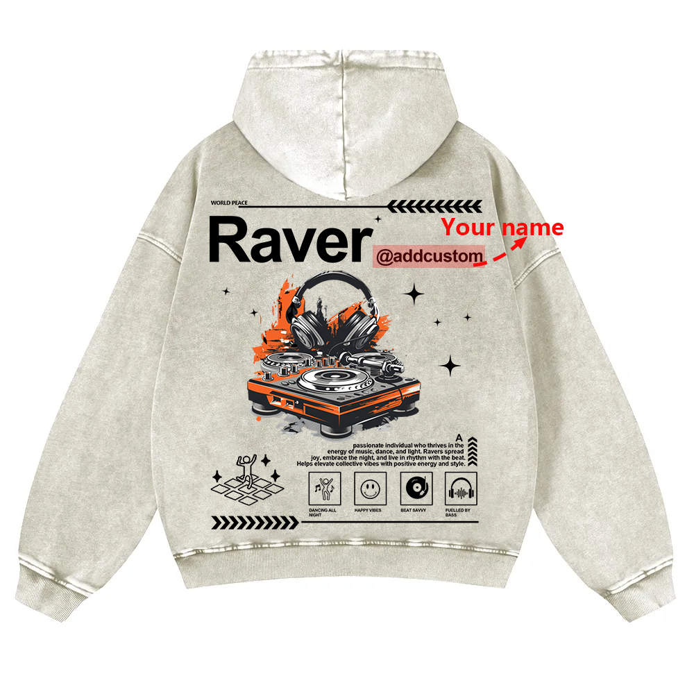 Addcustom Raver Washed Hoodie wearishow