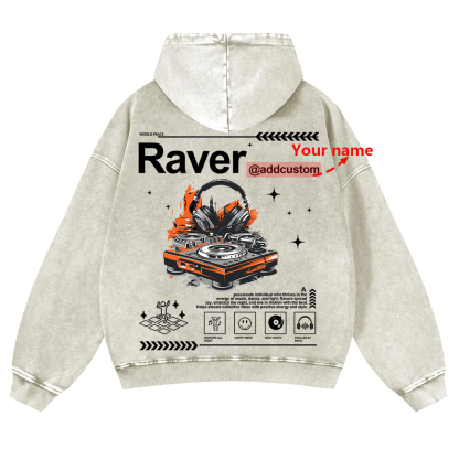 Addcustom Raver Washed Hoodie wearishow