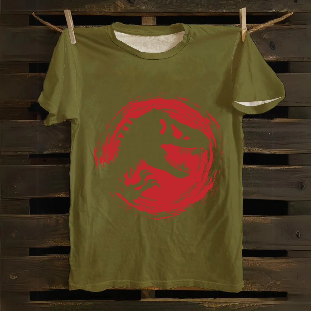 Unisex Vintage Cotton Jurassic World Red Logo  T-Shirt