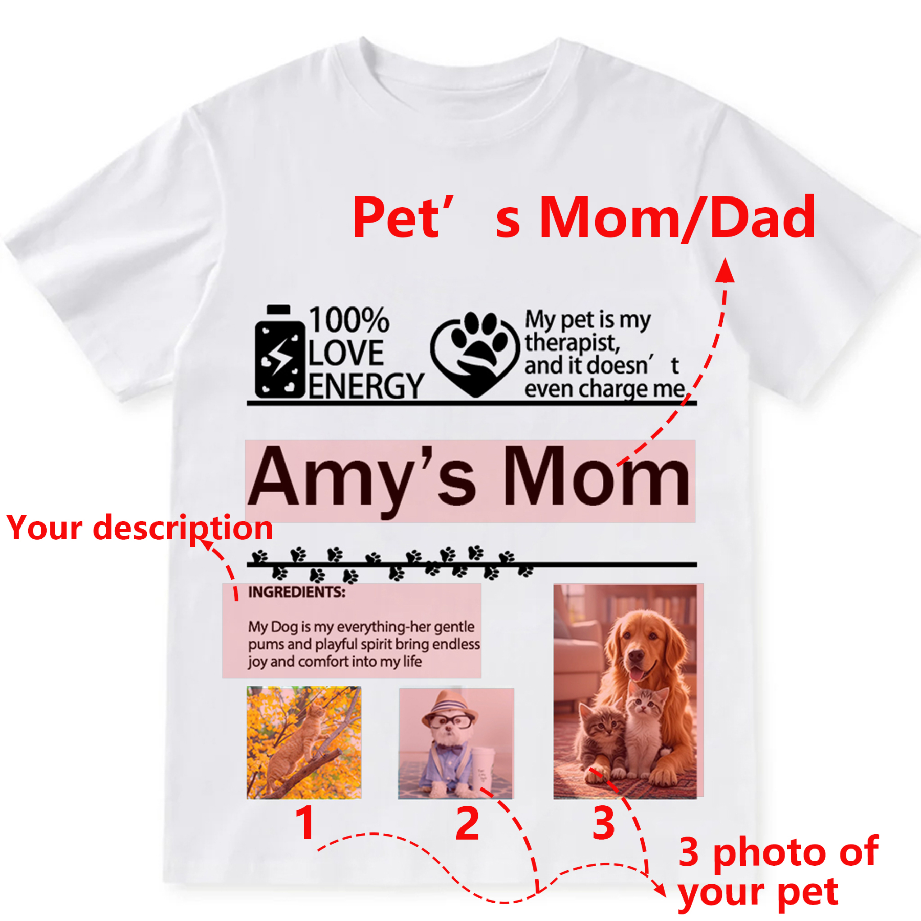 Pets Photos Creative Customized Unisex Fit T-Shirt wearishow