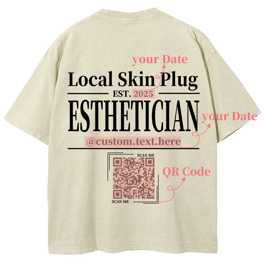 Esthetician Addcustom QR Code Name Unisex Fit Washed T-Shirt