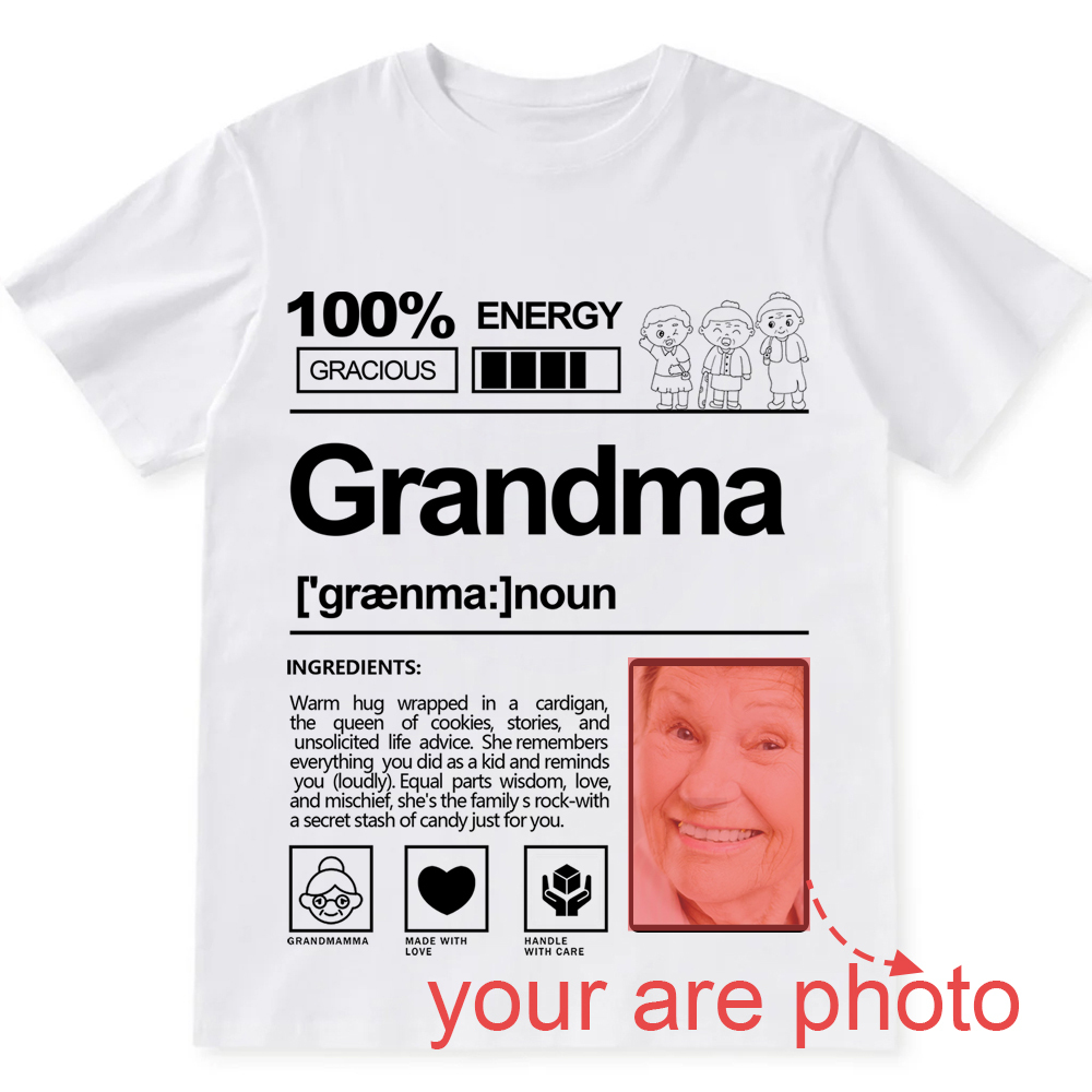 Addcustom  Photo Grandma Personalized Custom Unisex Fit T-Shirt wearishow