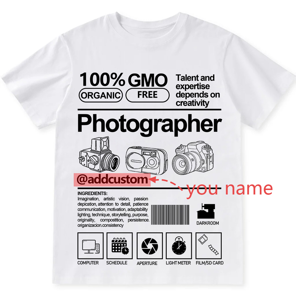 Addcustom  Photographer Personalized Custom Unisex Fit Cotton T-Shirt wearishow