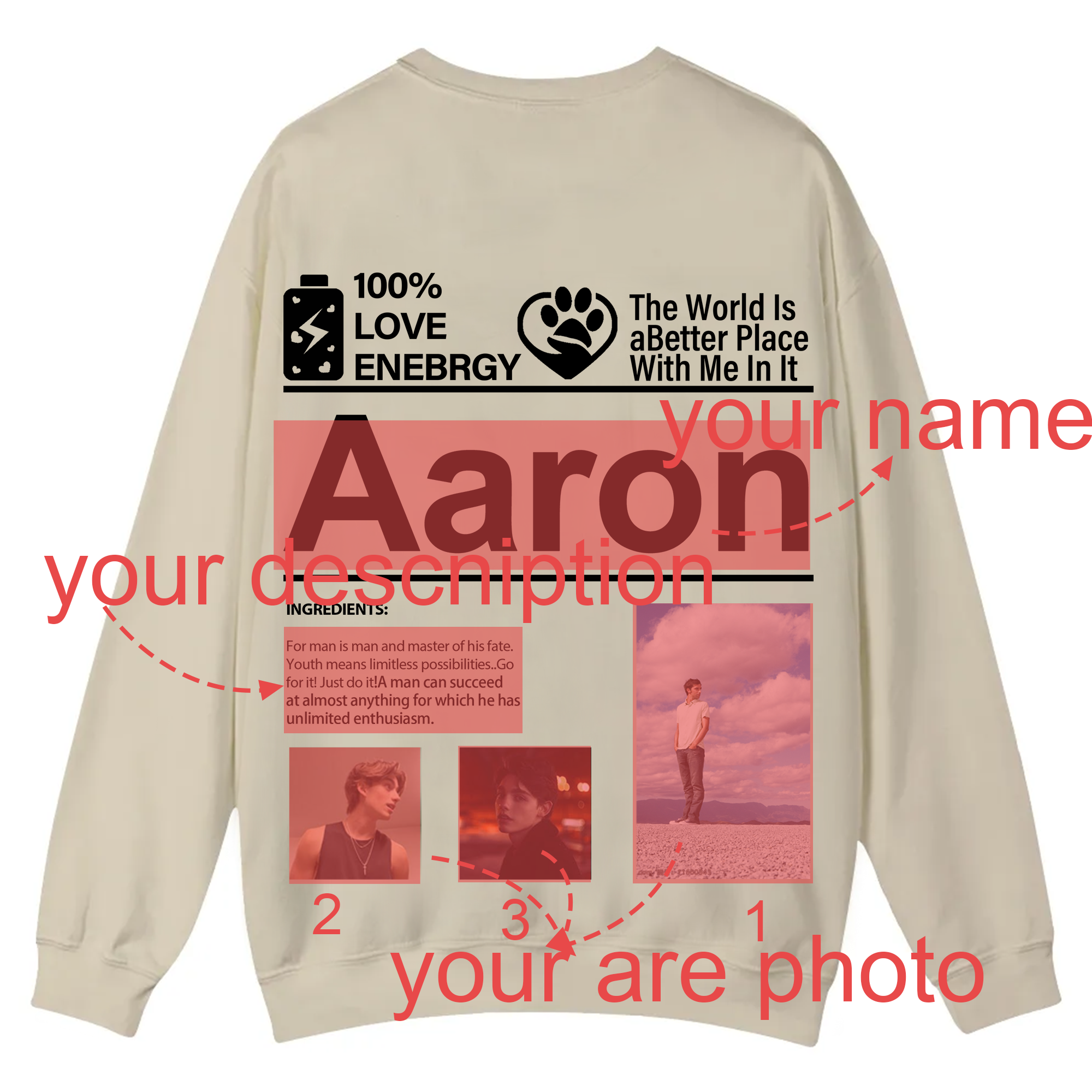 Design your own clothing pattern Unisex Fit Casual Crewneck Sweatshirt
