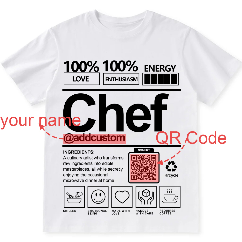 Addcustom Chef QR Code Personalized Custom Unisex Fit Cotton T-Shirt wearishow