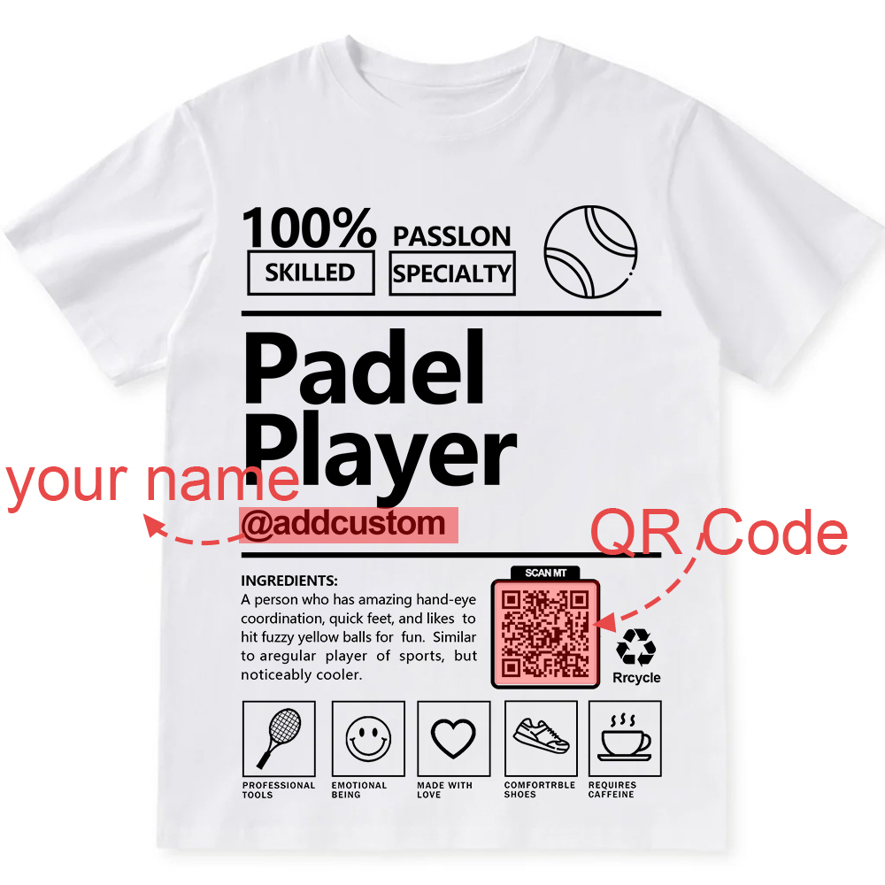Padel Player Addcustom QR Code Unisex Fit Cotton T-Shirt wearishow