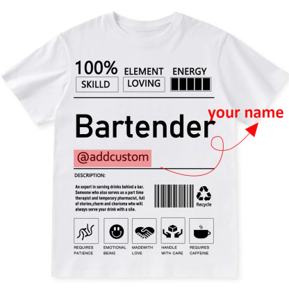 Bartender  Custom Unisex Fit Cotton T-Shirt wearishow