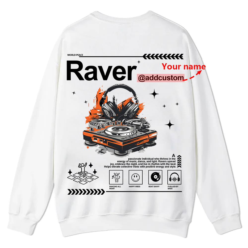 Addcustom Raver Casual Crewneck Sweatshirt wearishow