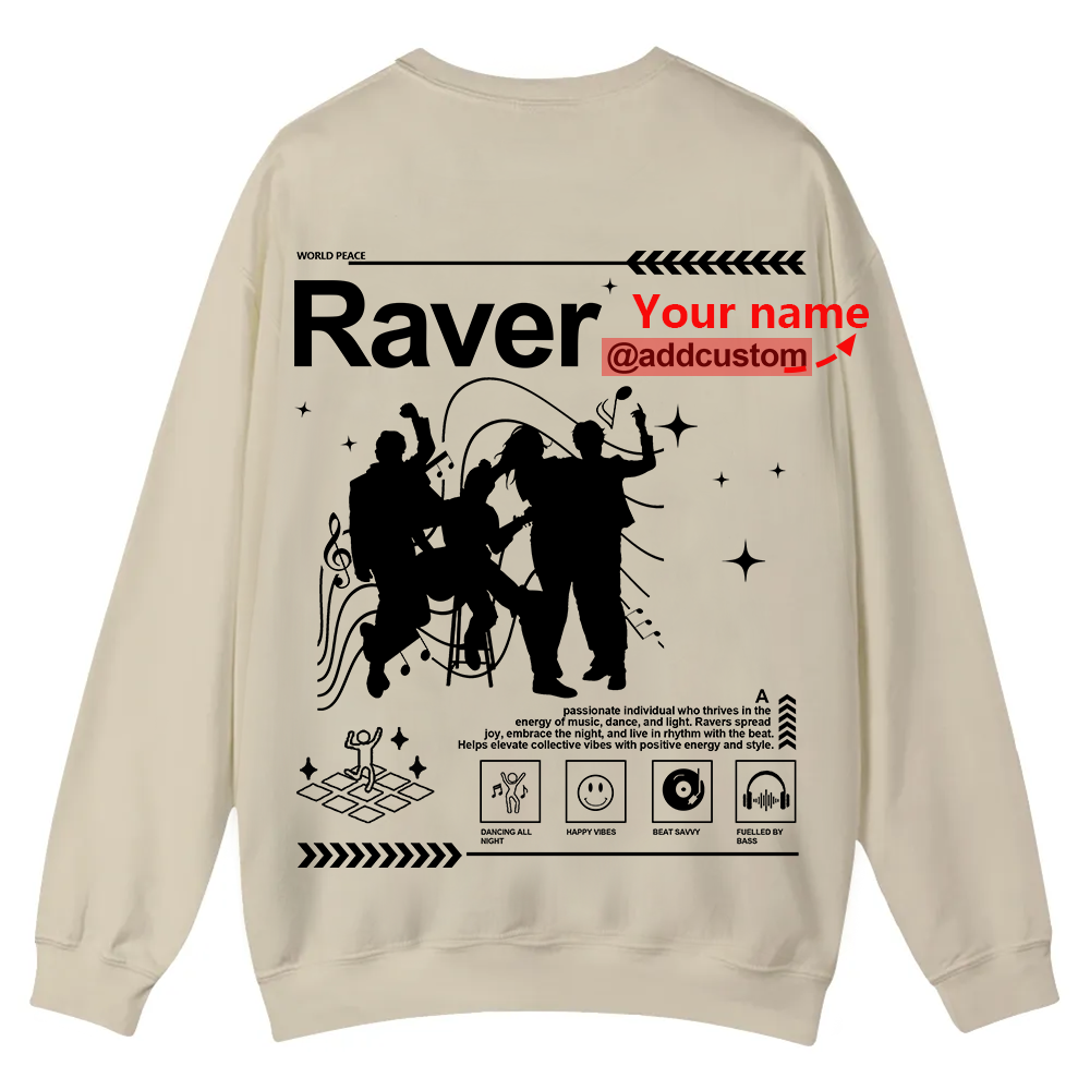 Addcustom Raver Casual Crewneck Sweatshirt wearishow