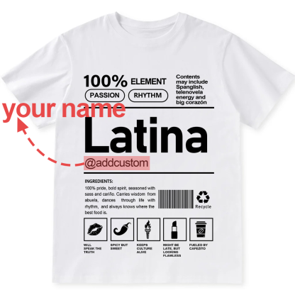 Latina Addcustom Unisex Fit  Cotton T-Shirt wearishow
