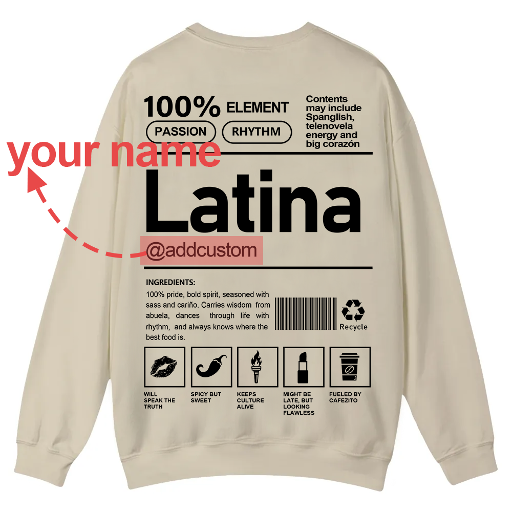 Latina Addcustom Unisex Fit  Casual Crewneck Sweatshirt wearishow