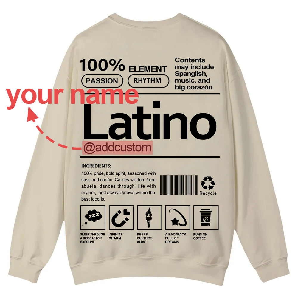 Latino Addcustom Unisex Fit  Casual Crewneck Sweatshirt wearishow