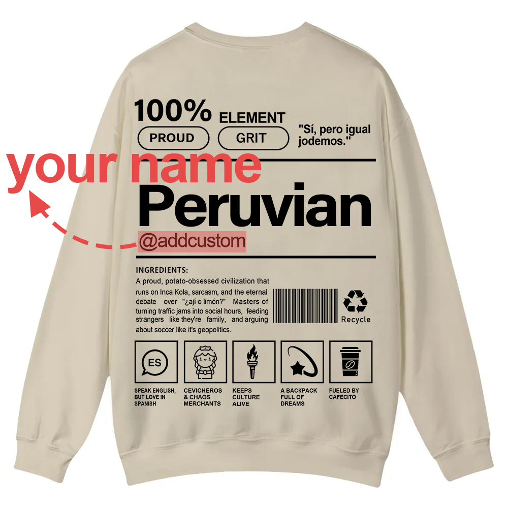 Peruvian Addcustom Unisex Fit  Casual Crewneck Sweatshirt wearishow