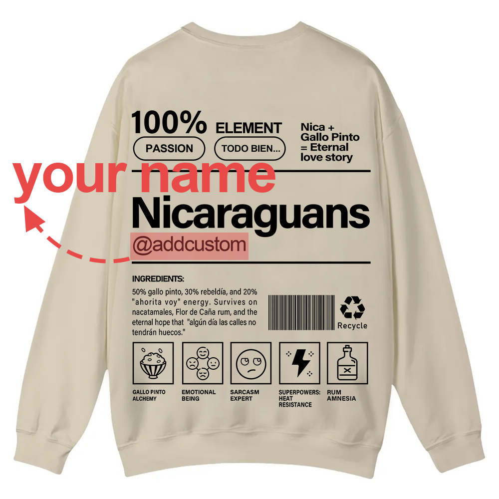 Nicaraguans Addcustom Unisex Fit  Casual Crewneck Sweatshirt wearishow