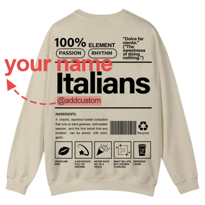 Italians Addcustom Unisex Fit  Casual Crewneck Sweatshirt wearishow