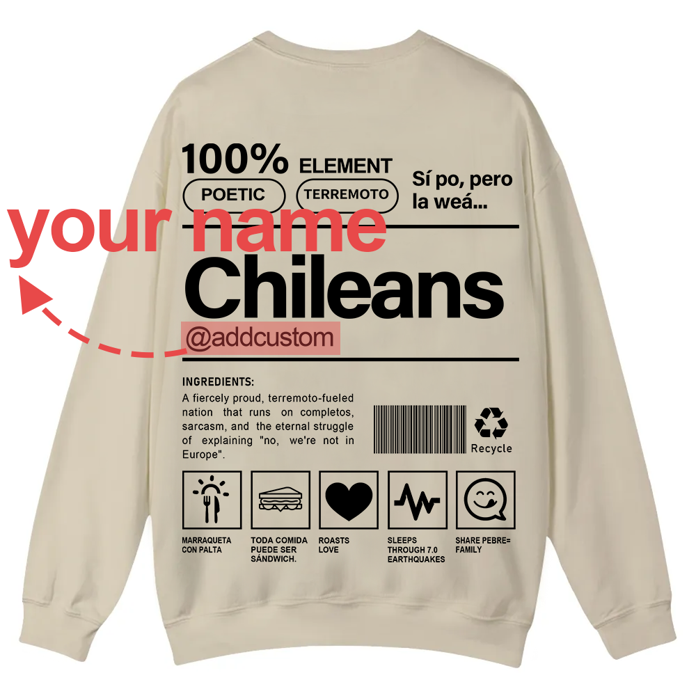 Chileans Addcustom Unisex Fit  Casual Crewneck Sweatshirt wearishow