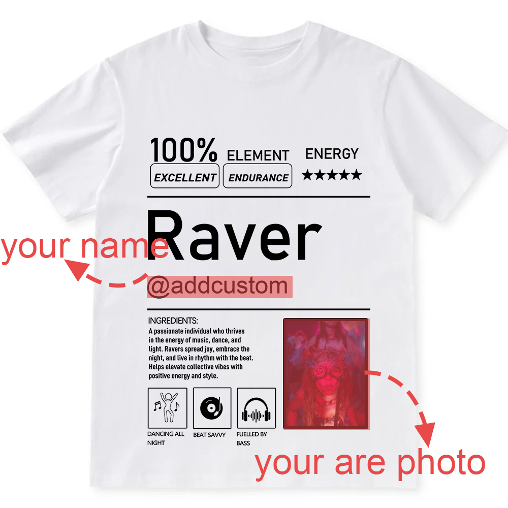 Addcustom  Photo Raver Personalized Custom Unisex Fit T-Shirt wearishow