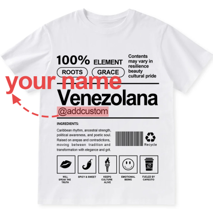 Venezolana Addcustom Unisex Fit  Cotton T-Shirt wearishow