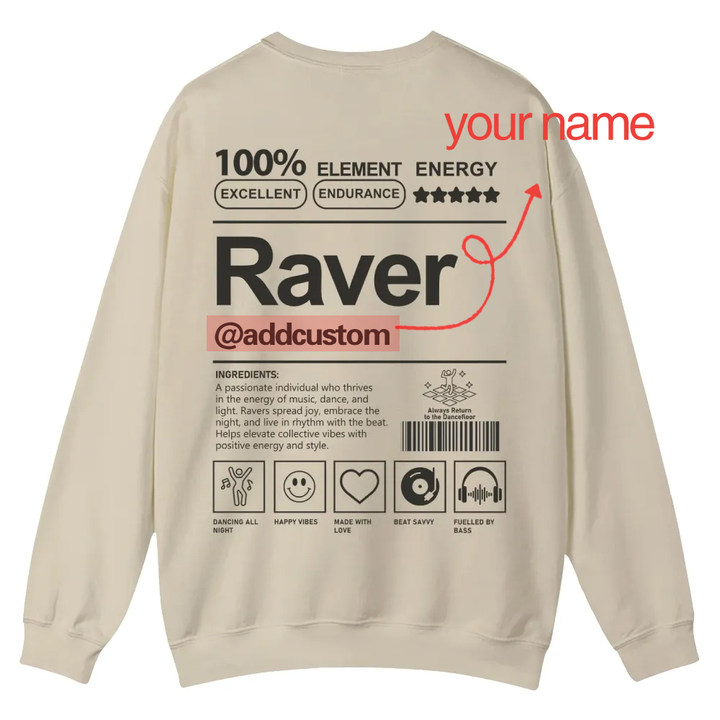 Addcustom Raver Casual Crewneck Sweatshirt wearishow