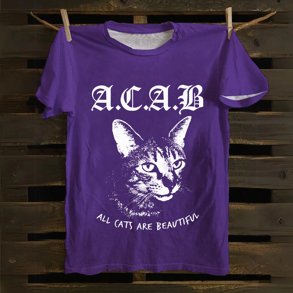 Unisex Vintage  All Cats Are Beautiful Song Music Cotton T-Shirt